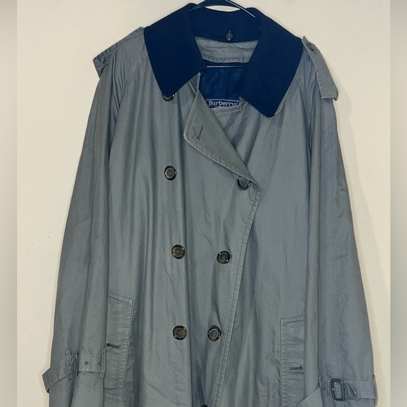 Vintage Burberry’s Olive green trench coat blue wool lining Men’s 46 Long - Picture 2 of 6